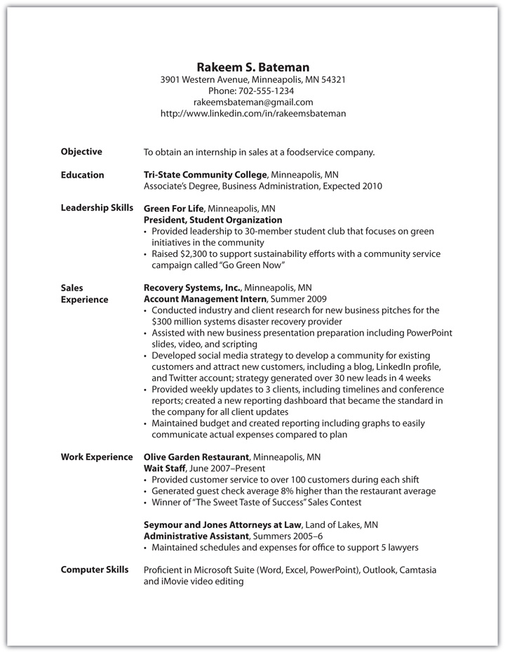 standard resume examples